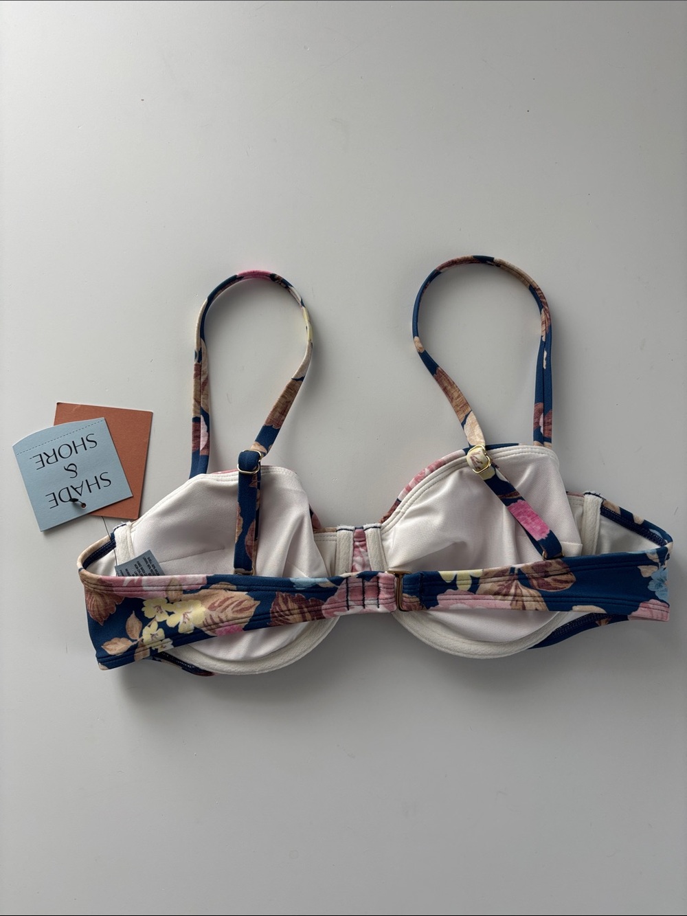 🆕 SHADE & SHORE | Floral Print Shirred Balconette Underwire Bikini Top - Picture 3 of 8